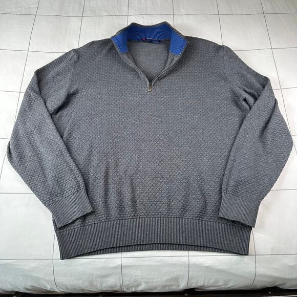 Luchiano Visconti Sweater Mens Large Gray Sports Edition Quarter Zip Knit Casual - Picture 1 of 8